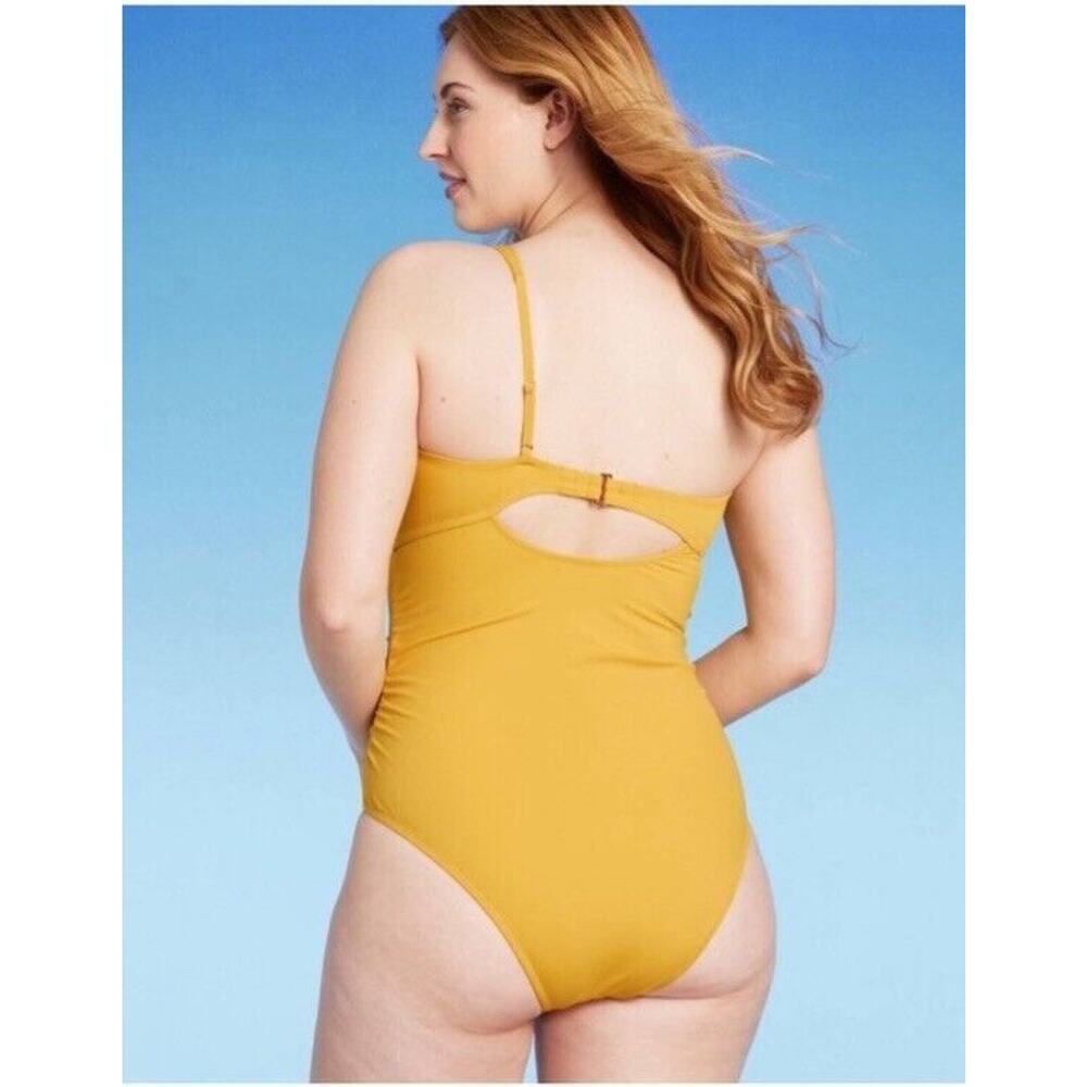 Shade And Shore A-symmetrical Swim Suit Gold Size M (8-10) NWT. MSRP $40 - Picture 6 of 6